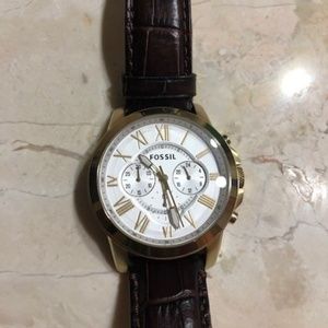 Fossil watch with leather band